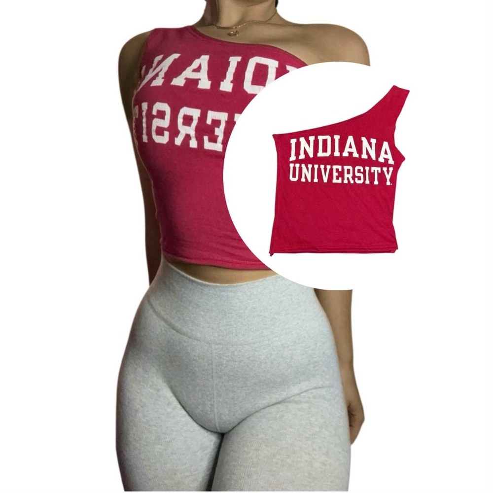 Indiana University Red One-Shoulder Crop Top